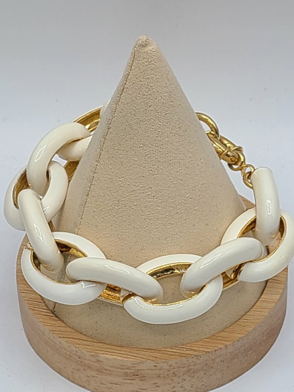 J Crew White Enamel Gold Tone Chain Bracelet NWOT